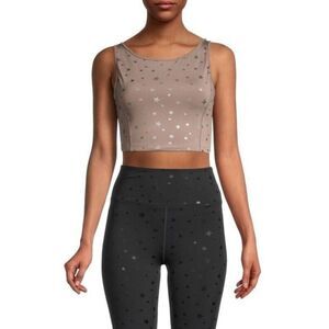 Nanette Lepore Play crop bra tank tan foil star